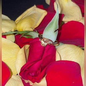 14K YG over SS Brazilian Citrine 1.25 ctw Cambodian Zircon Ring